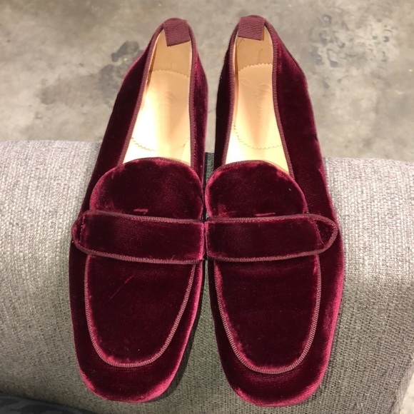 J Crew Marie Tab Loafers in Velvet Rich Burgundy Style BD334 - Picture 2 of 4